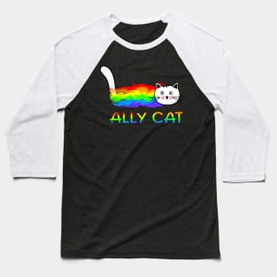 Ally Cat LGBT Gay Rainbow Pride Flag - Ally Cat LGBT Baseball T-Shirt